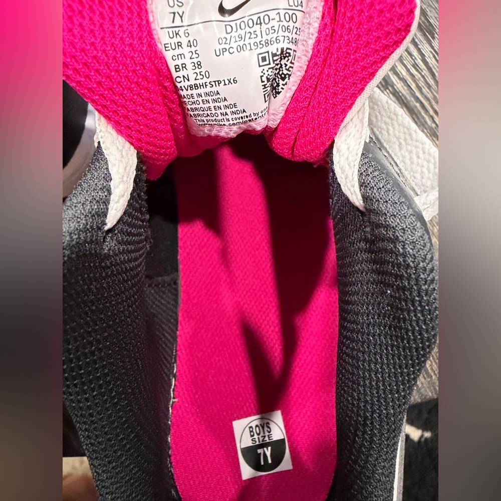 Nike Court Borough 2 SE Low Summit White Pink Prime -size 7Y - Picture 6 of 7